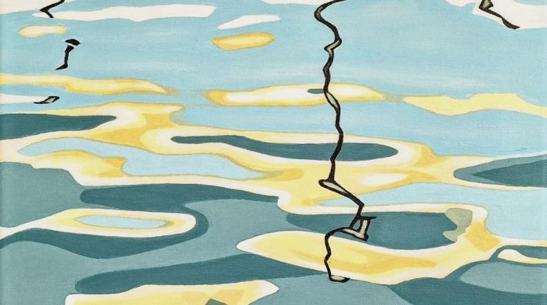Minna Räsänen: Hitusen hehkuu (2025, akryyli kankaalle, 40 x 40 cm)