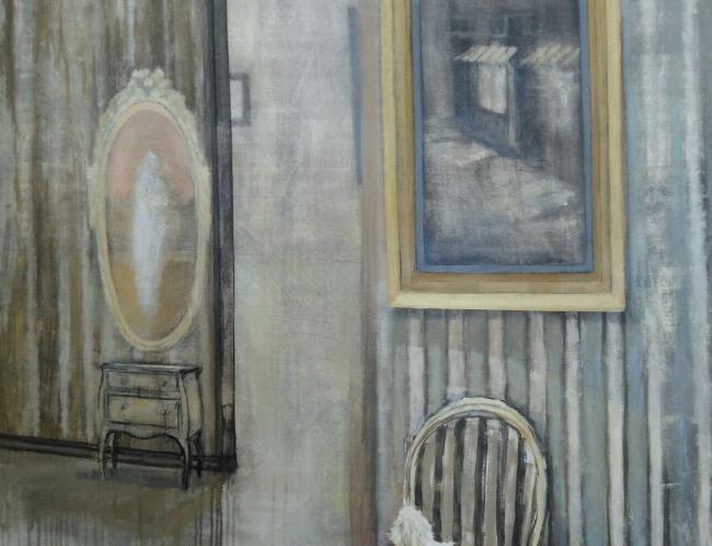 Antti Arkoma: Monet maailmat (Several worlds, 2023, acrylic on canvas, 130 x 100 cm)