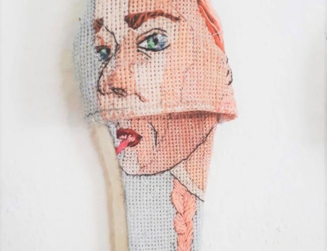 Leena Illukka: Come and Go (2020, hand embroidery, 26 x 15 x 6 cm)