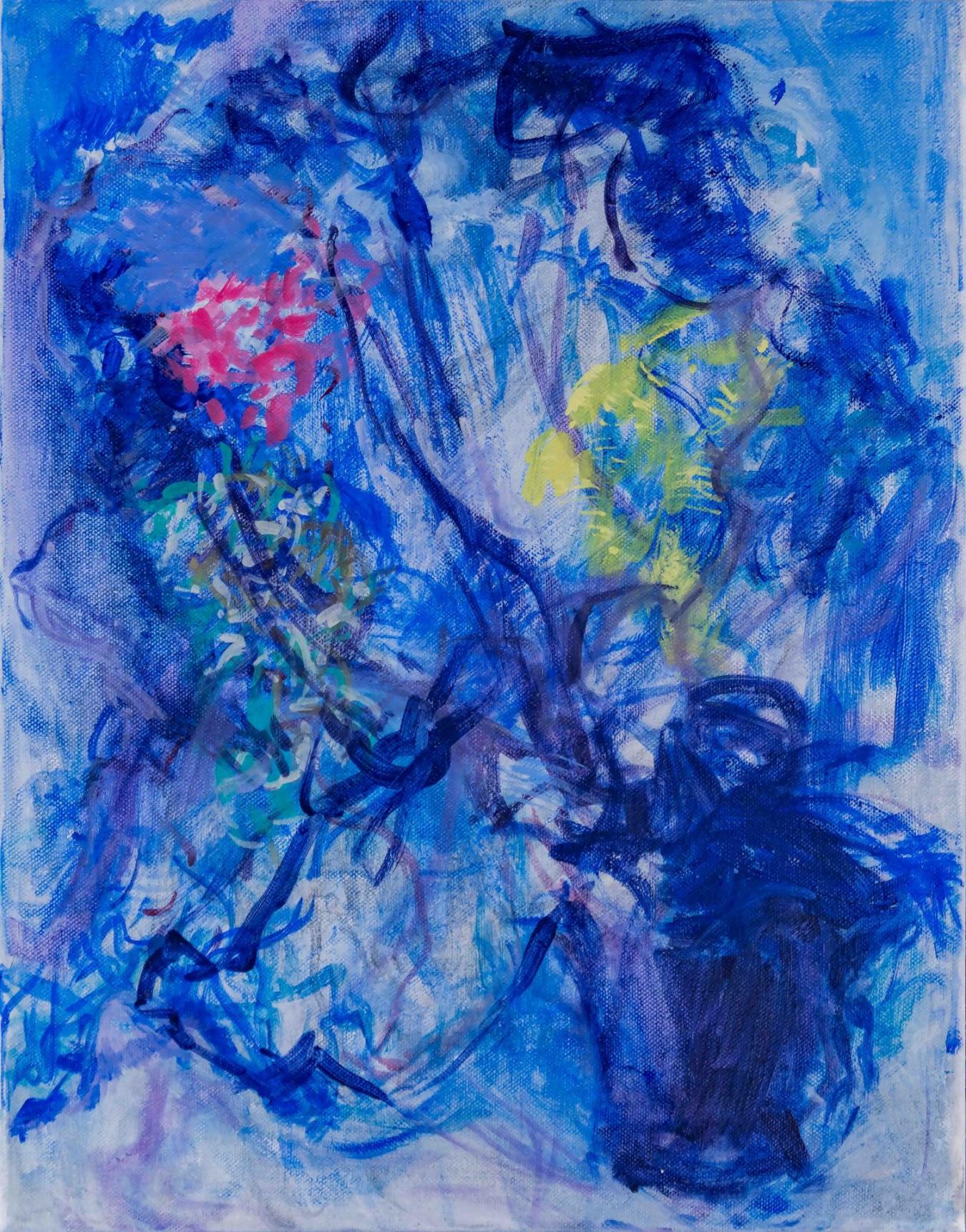 Marjukka Paunila: Se sininen hetki (2024, tempera pellavalle, 50 x 38 cm) Marjukka Paunila: Se sininen hetki (2024, tempera pellavalle, 50 x 38 cm)