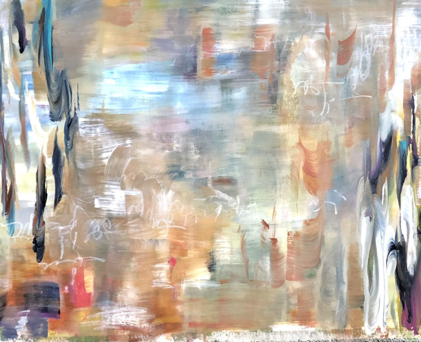 Sirkku Ala-Harja: Kaiku (Echo, 2024, acrylic and pastel on canvas, 50 x 60 cm)