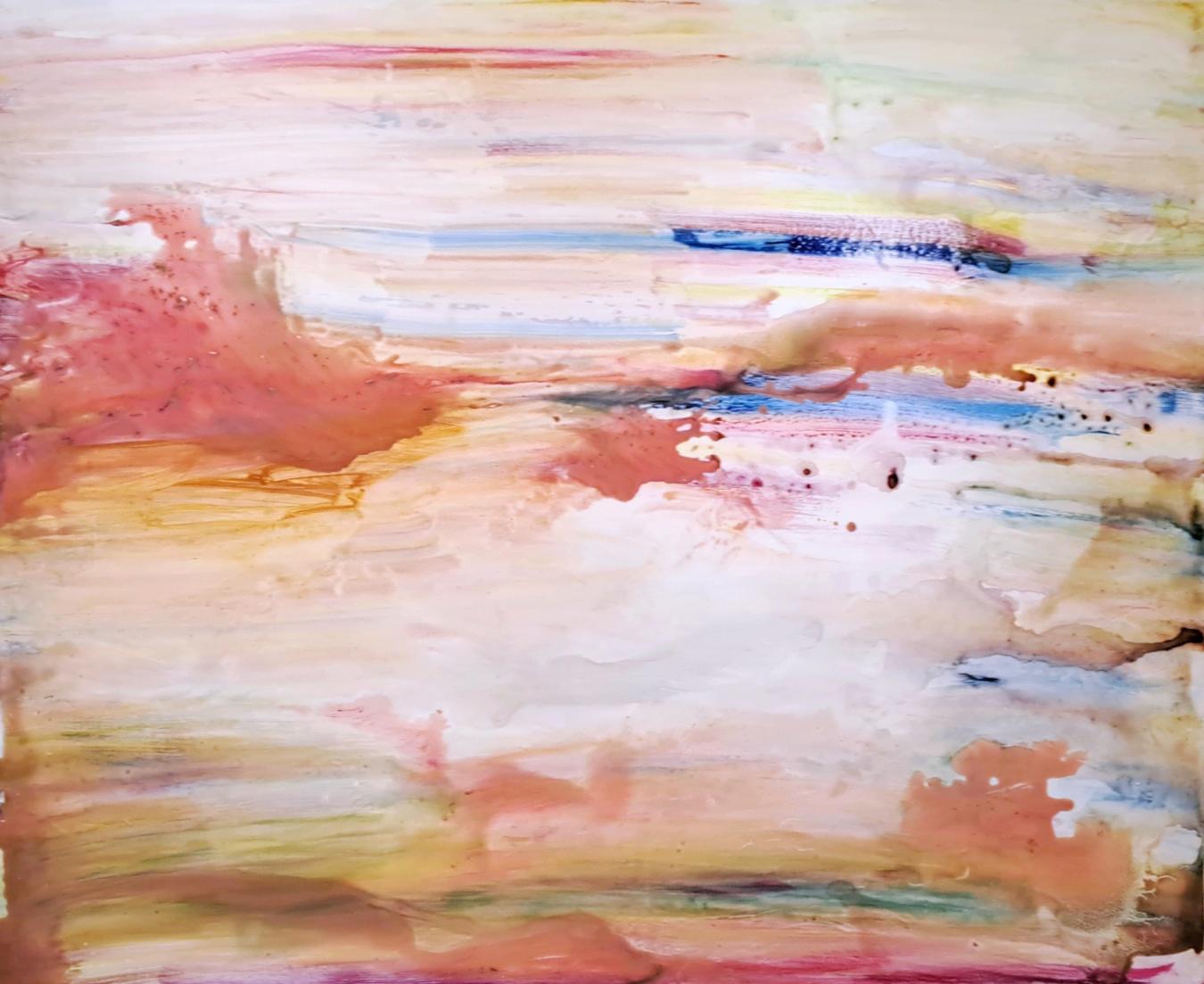 Päivi Kukkasniemi: Väritaivas (2025, akryyli MDF-levylle, 100 x 120 cm)