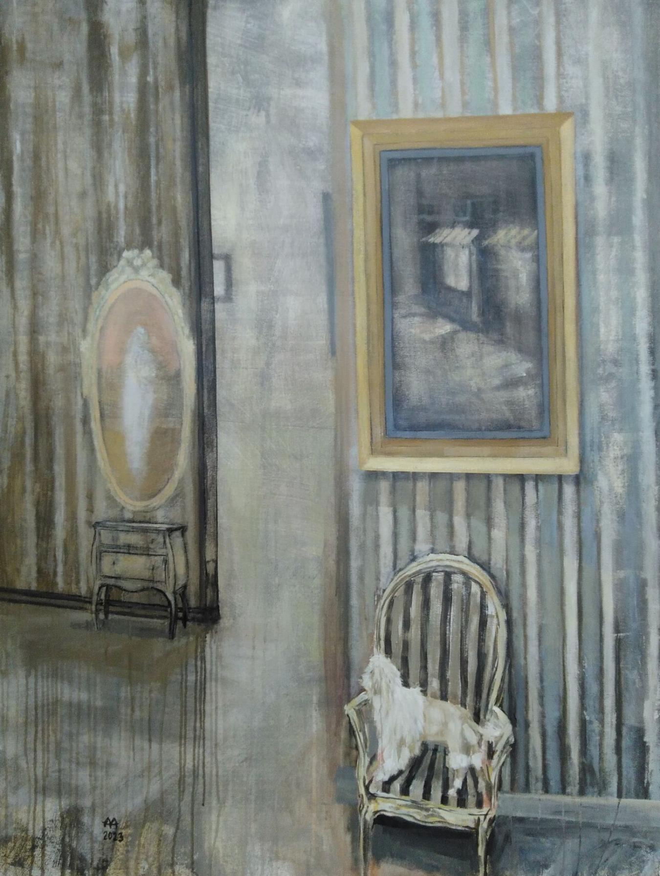 Antti Arkoma: Monet maailmat (2023, akryyli kankaalle, 130 x 100 cm) Antti Arkoma: Monet maailmat (2023, akryyli kankaalle, 130 x 100 cm)