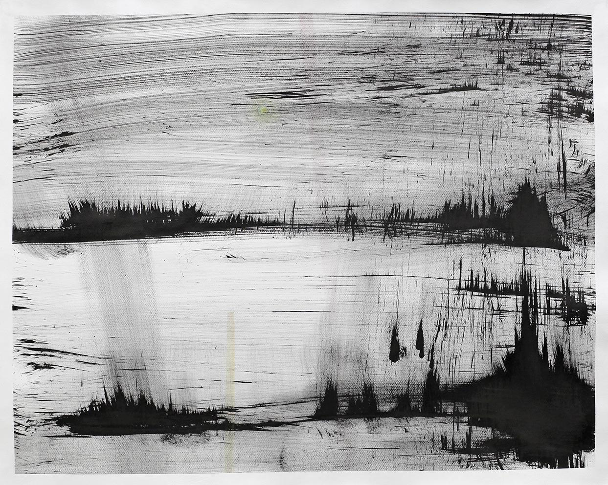Paula Tella: Yhtä tyhjän kanssa – Aukkoja olemassaolon rakenteissa (d) (2022, tussi ja vesiväri, 96 x 114 cm) Paula Tella: Yhtä tyhjän kanssa – Aukkoja olemassaolon rakenteissa (d) (2022, tussi ja vesiväri, 96 x 114 cm)