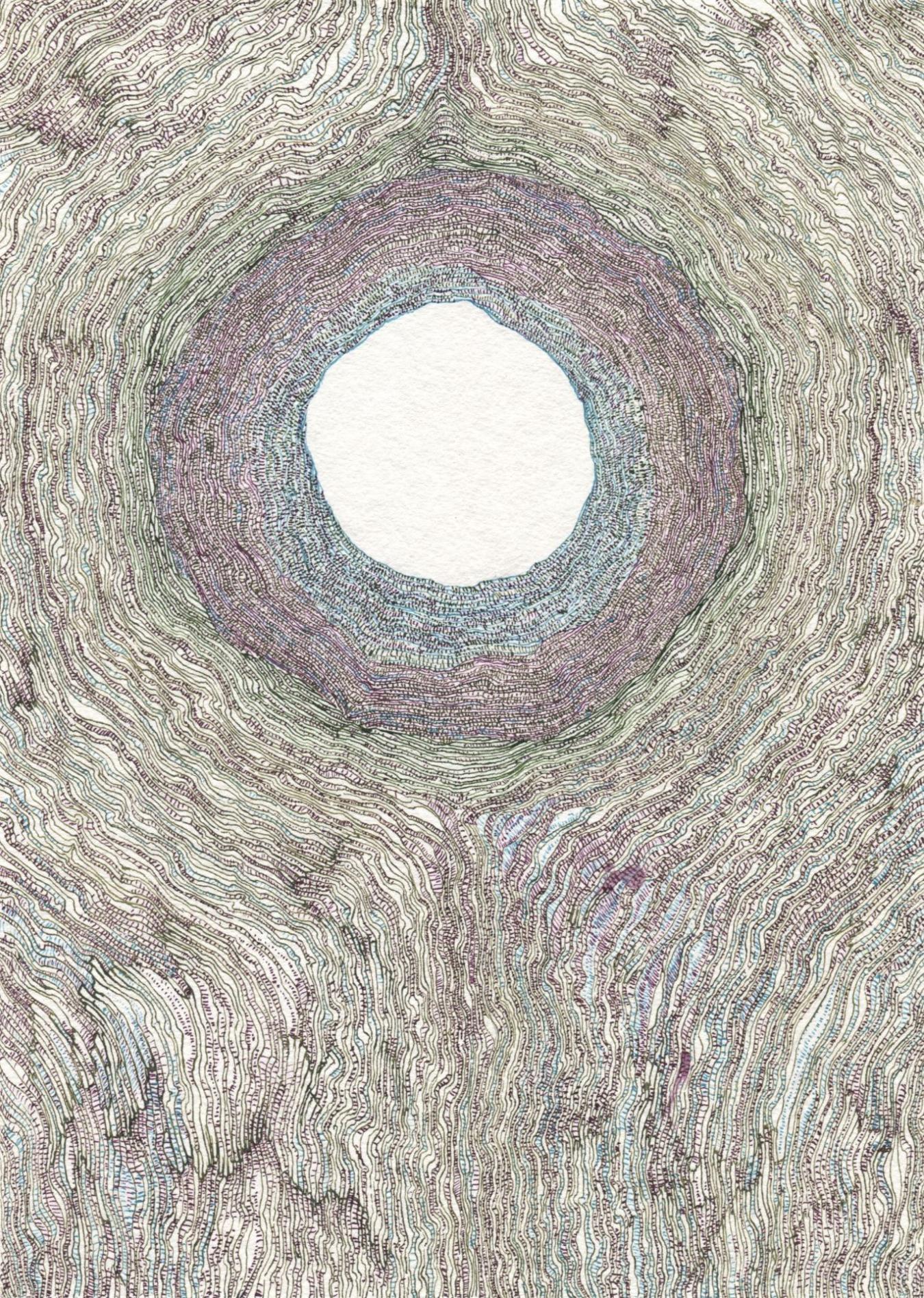 Seppo Alanissi: Mitä lähempää katsoin (The Closer I Looked, 2024, ink on paper, 24 x 17 cm) Seppo Alanissi: Mitä lähempää katsoin (The Closer I Looked, 2024, ink on paper, 24 x 17 cm)