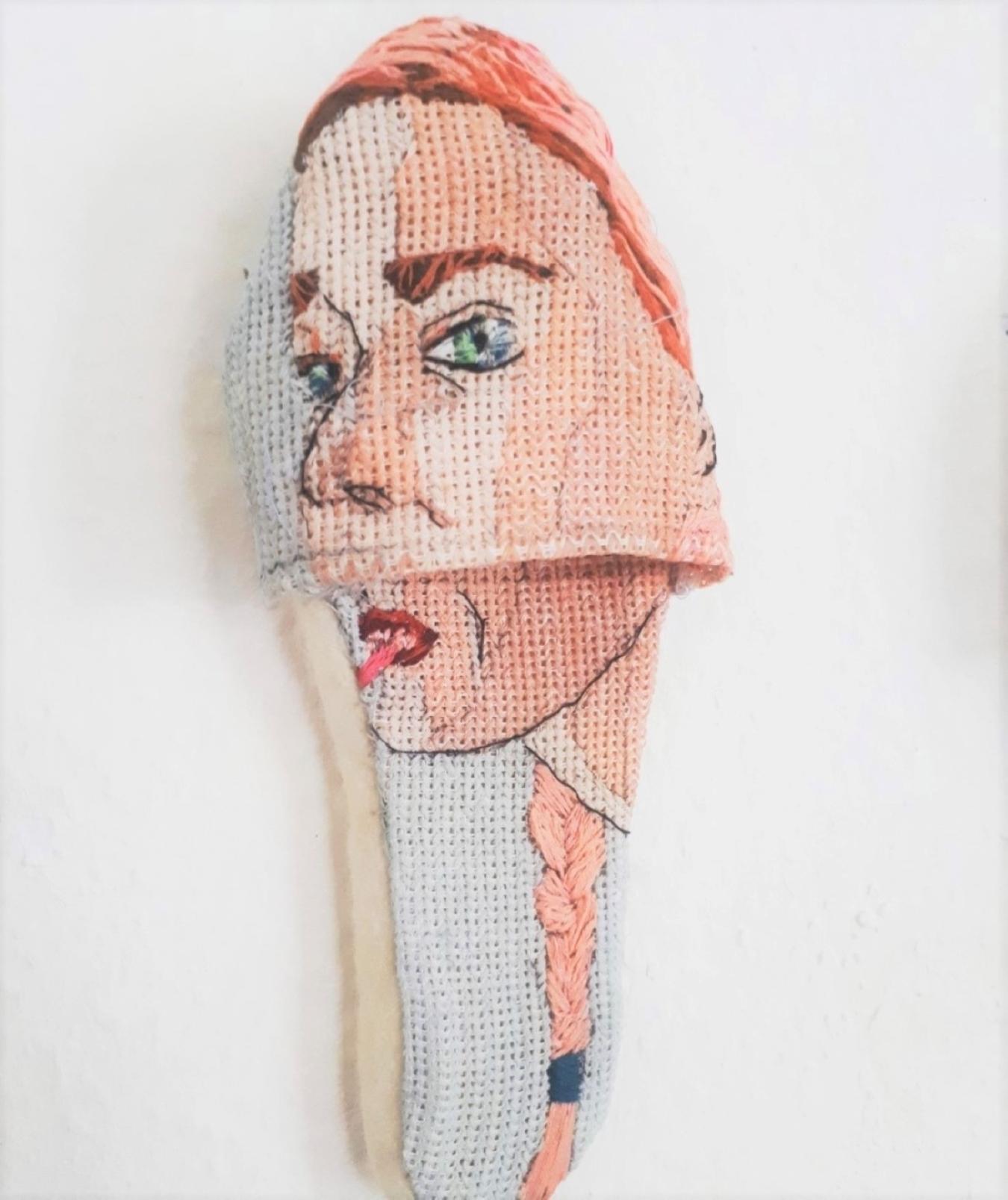 Leena Illukka: Come and Go (2020, hand embroidery, 26 x 15 x 6 cm)