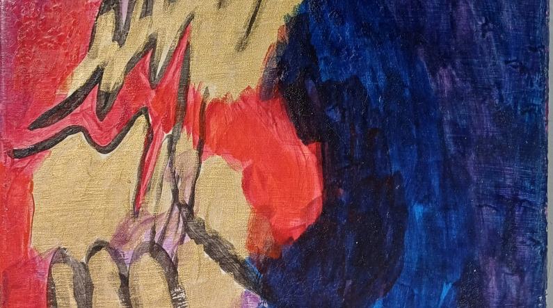 Katri Helansuo: Nimetön (Untitled, 2016, tempera, 27 x 33 cm)