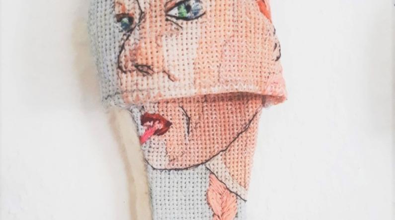 Leena Illukka: Come and Go (2020, hand embroidery, 26 x 15 x 6 cm)