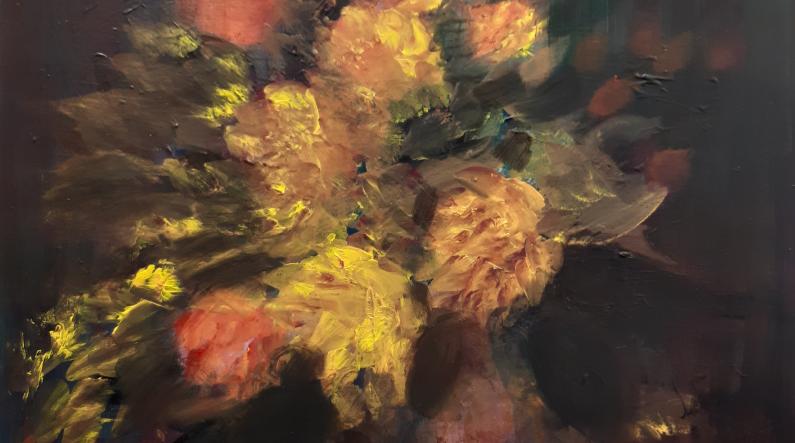 Tuula Aalto: Mieli kukkii XVIII (2026, akryyli, 80 x 80 cm)