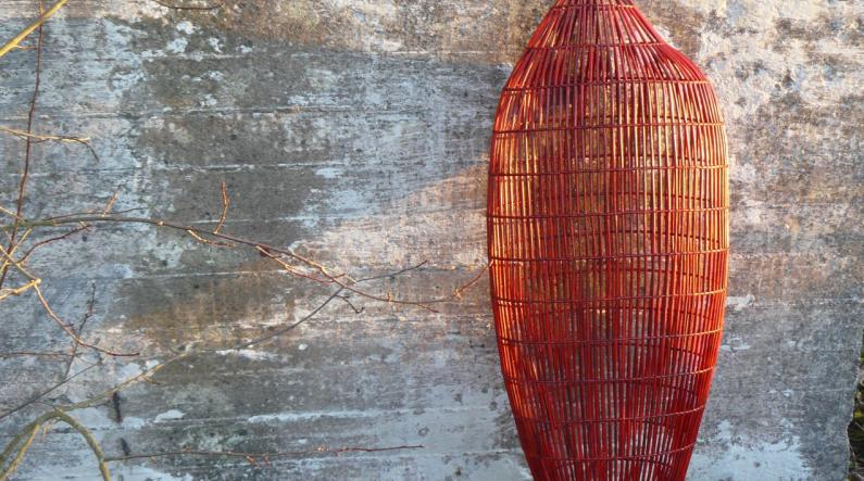 Merja Winqvist: Sydän (Heart, 2012, paper hardened with the artist's own technique, 90 x 37 x 23 cm)